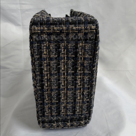 J.Crew Blue, Black & Tan Tweed Top Handle Tote Bag - Picture 4 of 6